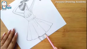 آموزش طراحی با مداد دختر با موهای بلند