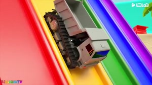 کارتون ماشین های رنگی - ساخت ماشین سنگین و سرسره رنگی 