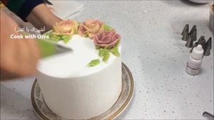 تزیین کیک با گل رز -گل شکری