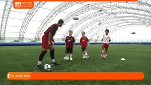 آموزش فوتبال به کودکان - تمرین به کودکان برای دریبل زدن