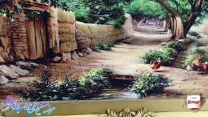 تابلو فرش کوچه باغ مرغ و خروس - دیجی دکوری
