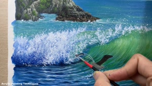 آموزش نقاشی منظره دریا 