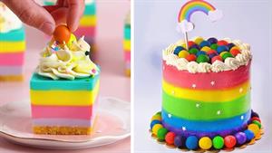آموزش ایده های جالب تزئین کیک رنگین کمان