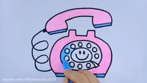 آموزش نقاشی برای بچه ها / نقاشی زیبای تلفن