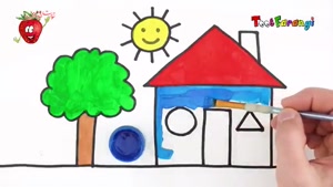 آموزش نقاشی کودکانه کشیدن خانه