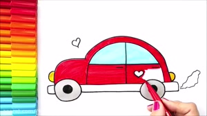 آموزش نقاشی برای کودکان _ نقاشی زیبای ماشین با رنگ آمیزی 