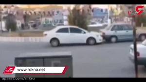 اخبار داغ حوادث / فیلم رانندگی خطرناک خانم کرمانی دور میدان بافت