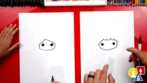 آموزش نقاشی به کودکان - آدمک با ماسک صورت با رنگ آمیزی