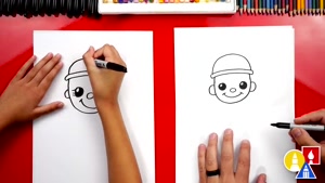 آموزش نقاشی به کودکان - آدمک با کوله پشتی