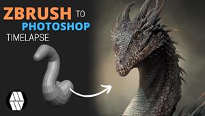 آموزش ZBrush به Photoshop Timelapse - مفهوم "اژدها".