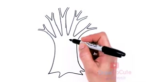 آموزش نقاشی به کودکان - یک درخت پاییزی با رنگ آمیزی