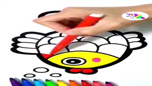 آموزش نقاشی به کودکان - ماهی ناز با رنگ آمیزی