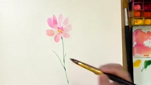 آموزش نقاشی با آبرنگ - نحوه رنگ آمیزی گلهای کیهان
