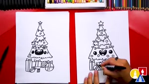 آموزش نقاشی به کودکان - درخت کریسمس