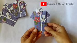 آموزش ساخت پاکت عید از کاغذ کادو مدل پیراهن