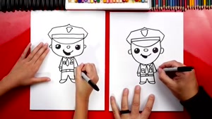 آموزش نقاشی به کودکان "افسر پلیس"