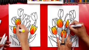نقاشی کودکان "گل های بهاری" 
