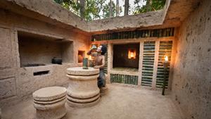 ساخت زیباترین خانه بامبو زیرزمینی در جنگل 