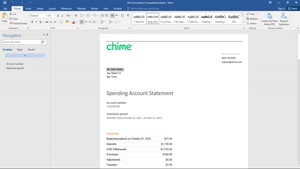 USA BANK OF AMERICA BANK STATEMENT, WORD AND PDF TEMPLATE, 1