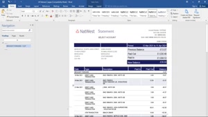 UNITED KINGDOM NATWEST BANK STATEMENT TEMPLATE IN WORD AND P