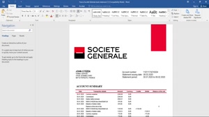 FRANCE SOCIÉTÉ GÉNÉRALE BANK STATEMENT TEMPLATE IN WORD AND 