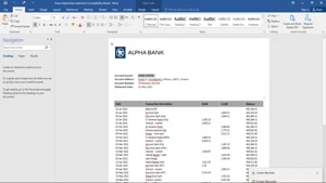 GREECE ALPHA BANK STATEMENT TEMPLATE IN WORD AND PDF FORMAT