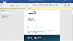 USA CAPITAL ONE BANK STATEMENT WORD AND PDF TEMPLATE, 4 PAGE