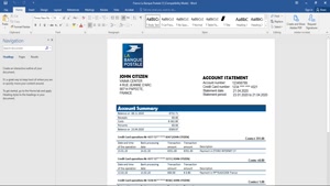 FRANCE LA BANQUE POSTALE BANK STATEMENT TEMPLATE IN WORD AND