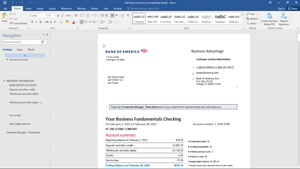 USA BANK OF AMERICA BANK STATEMENT, WORD AND PDF TEMPLATE, 1