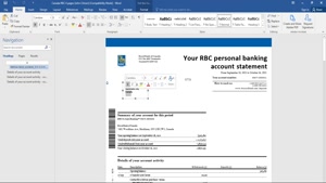 CANADA ROYAL BANK OF CANADA (RBC) BANK STATEMENT TEMPLATE