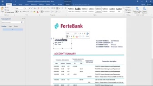 KAZAKHSTAN FORTE BANK STATEMENT TEMPLATE IN WORD AND PDF FOR