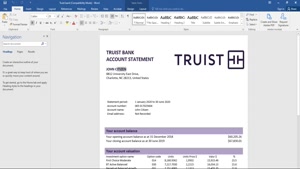 USA TRUIST BANK PROOF OF ADDRESS STATEMENT TEMPLATE IN WORD 