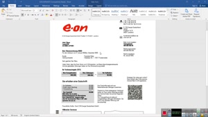 GERMANY E.ON ENERGIE ELECTRICITY UTILITY BILL TEMPLATE IN WO