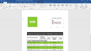 LATVIA SEB BANK STATEMENT TEMPLATE IN WORD AND PDF FORMAT