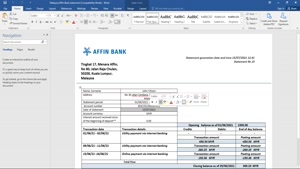 MALAYSIA AFFIN BANK STATEMENT TEMPLATE 