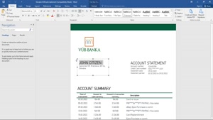 SLOVAKIA VUB BANK STATEMENT TEMPLATE IN WORD AND PDF FORMAT