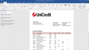 ITALY UNICREDIT BANK STATEMENT TEMPLATE 
