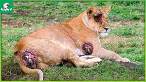 100 بار یک شیر با شکارچی شاخدار مبارزه می کند