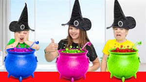 آملیا، آولینا، آرتور و آکیم برای هالووین مدرسه جادو میروند