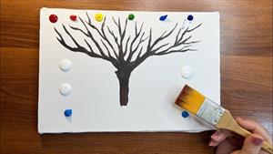 نحوه نقاشی درخت بزرگ با استفاده از اسفنج