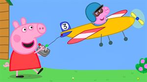 کارتون پپاپینگ - خوک پپا و جورج با هواپیمای اسباب بازی خود پ