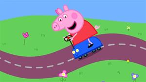 خوک پپا اولین ماشین خود را رانندگی می کند