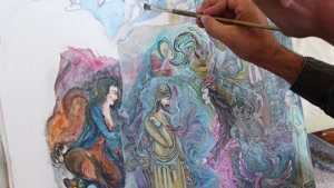 نقاش ارومیه ای داستانهای کردی را نقاشی میکند