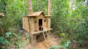 چگونه در جنگل های عمیق خانه بسازیم بدون هیچ ابزار دستی
