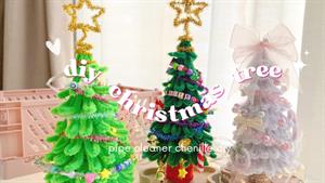 لوله دستمال کاغذی کریسمس کرافت | درخت کریسمس سیم شنیل