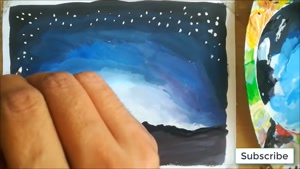 نقاشی کهکشان با رنگ پوستر 