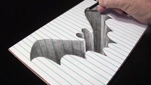 آموزش نقاشی سه بعدی با مداد " حفره خفاش"