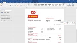 MALAYSIA AMBANK BANK STATEMENT TEMPLATE IN WORD AND PDF FORM