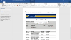 UAE ABU DHABI EMIRATES NBD BANK STATEMENT TEMPLATE IN WORD A