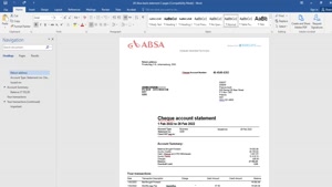 UNITED KINGDOM ABSA BANK STATEMENT, WORD AND PDF TEMPLATE